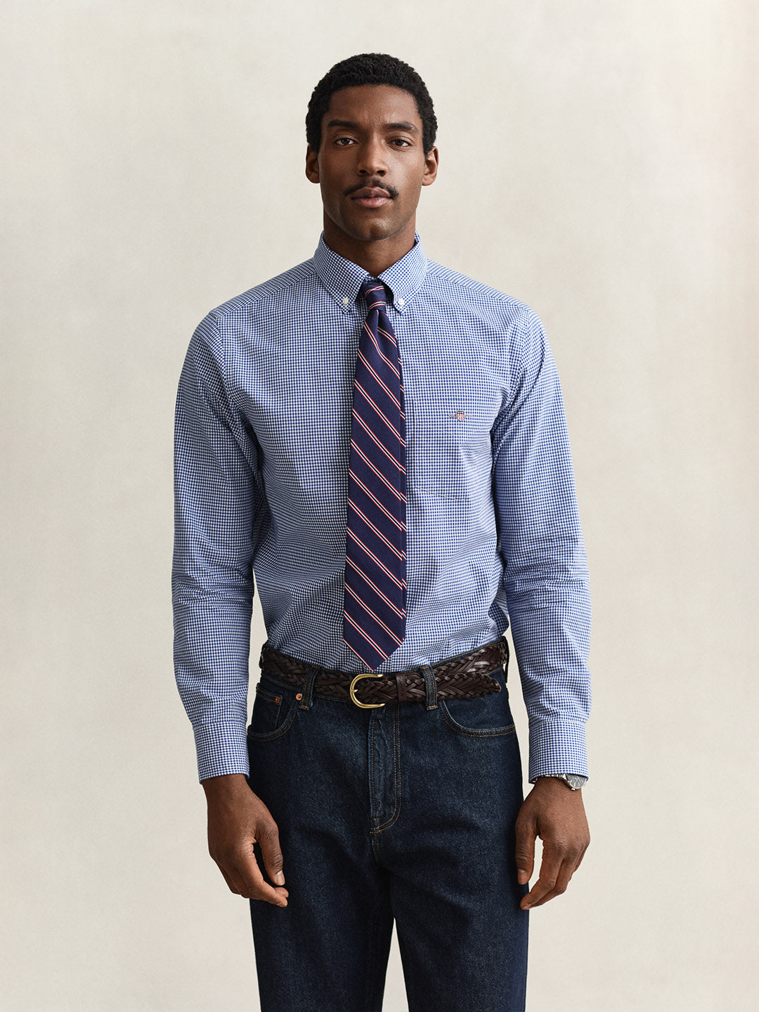 GANT Men Blue Classic Poplin Gingham Shirt