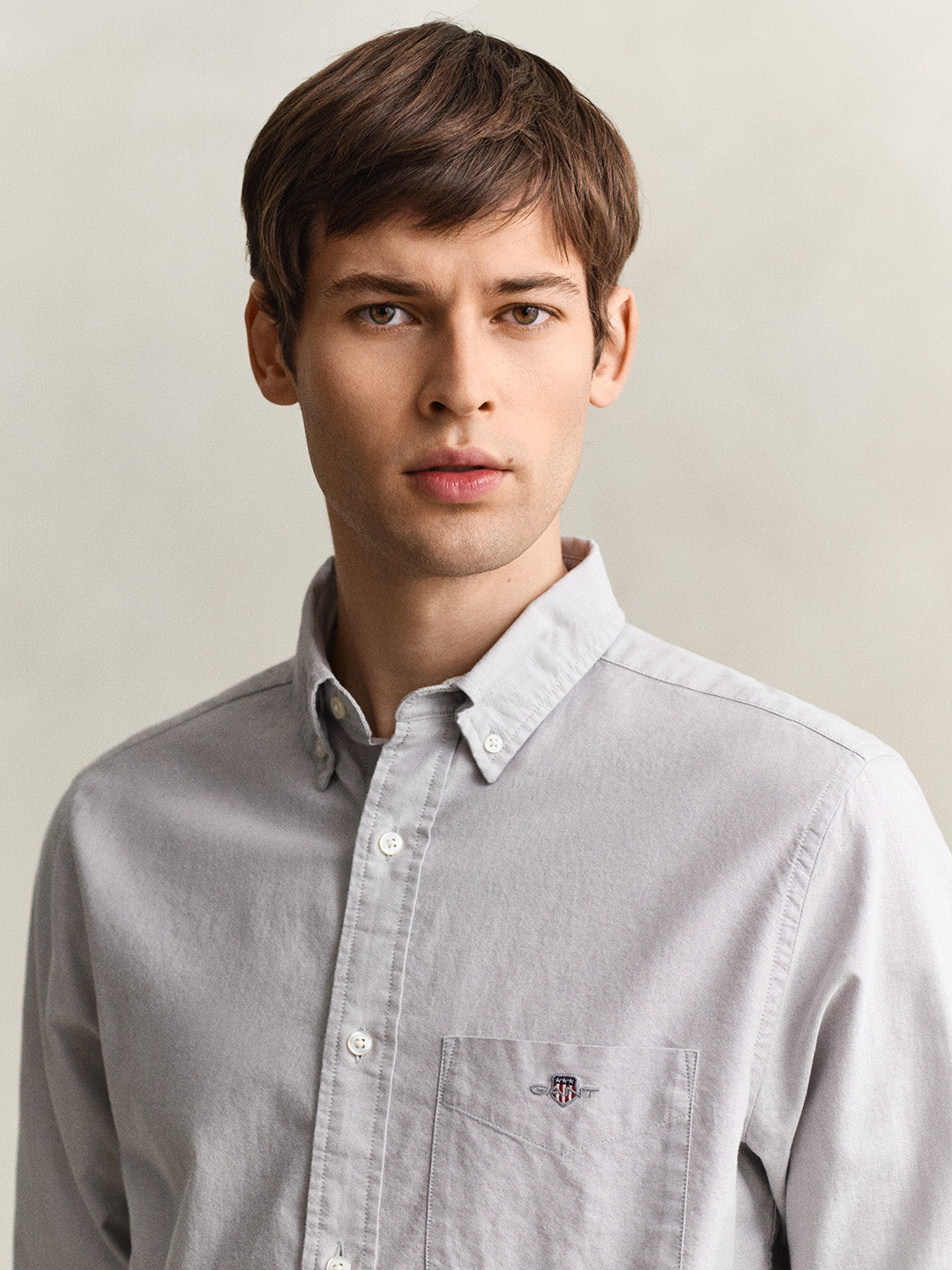 Gant Men Grey Solid Regular Fit Classic Oxford Shirt