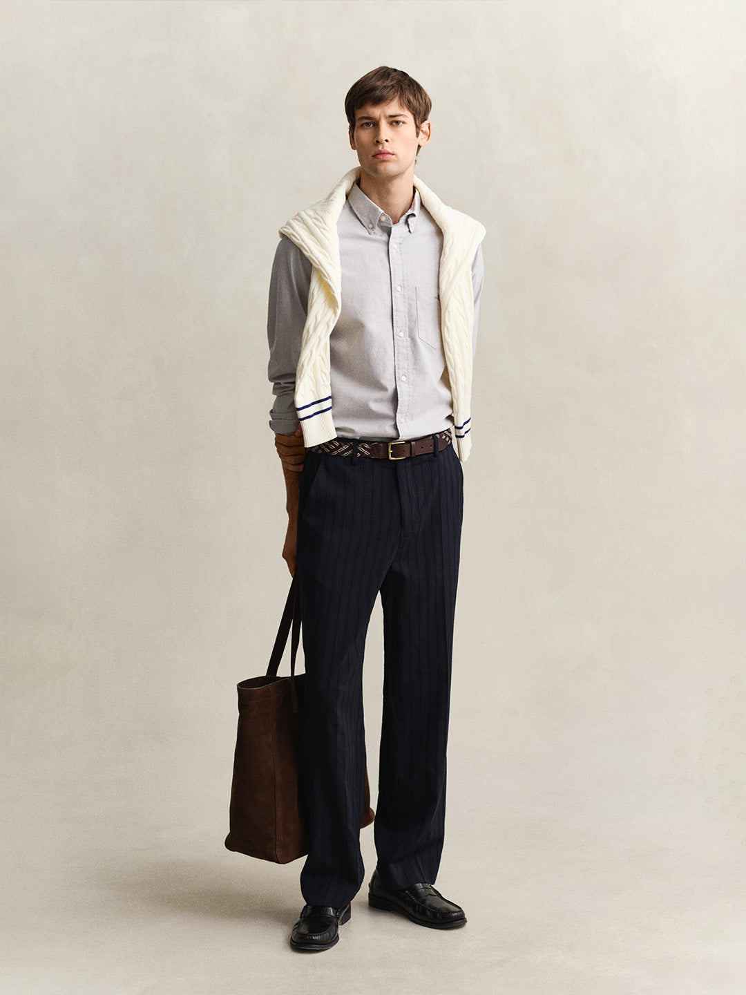 Gant Men Grey Solid Regular Fit Classic Oxford Shirt