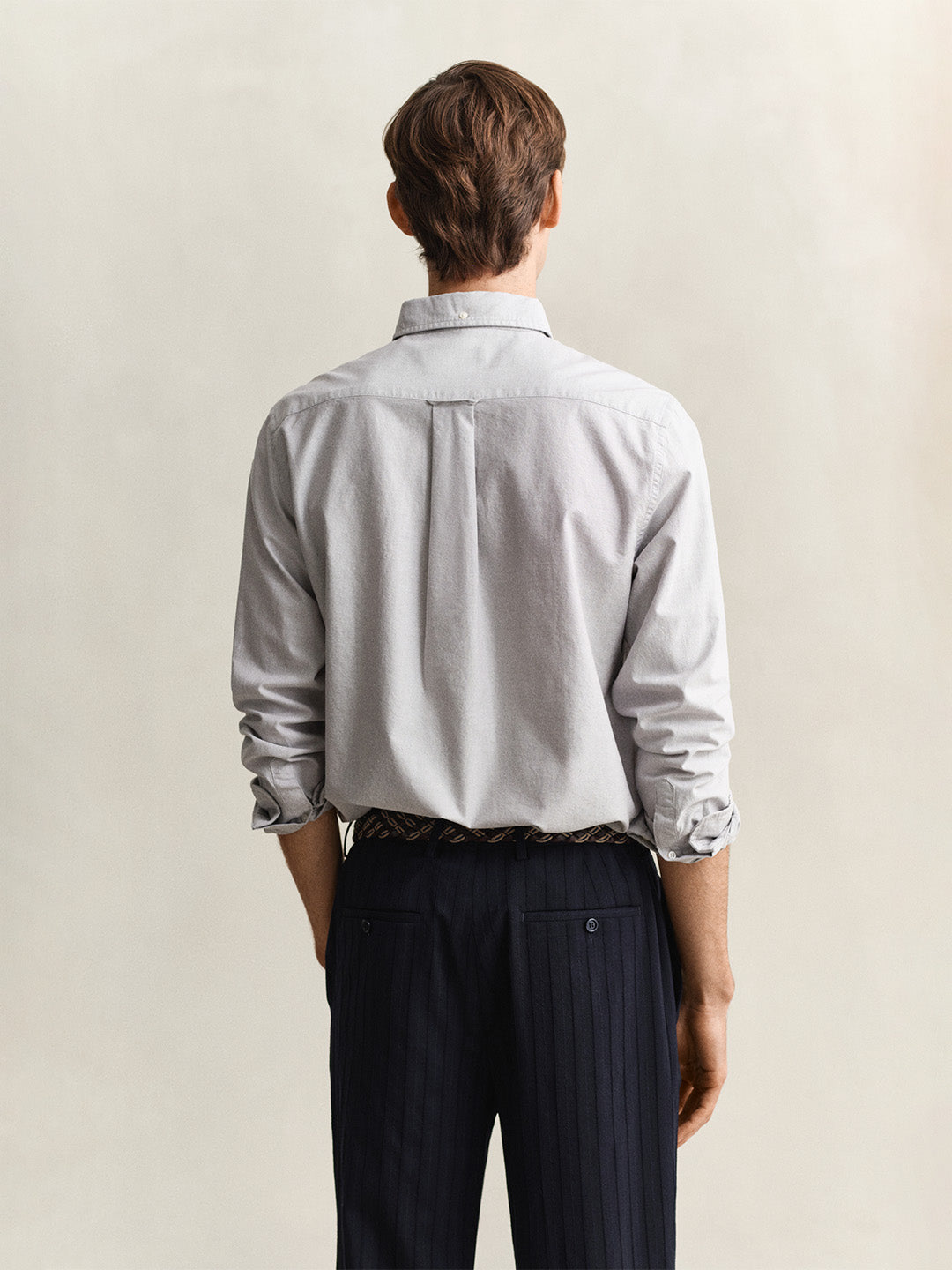 Gant Men Grey Solid Regular Fit Classic Oxford Shirt