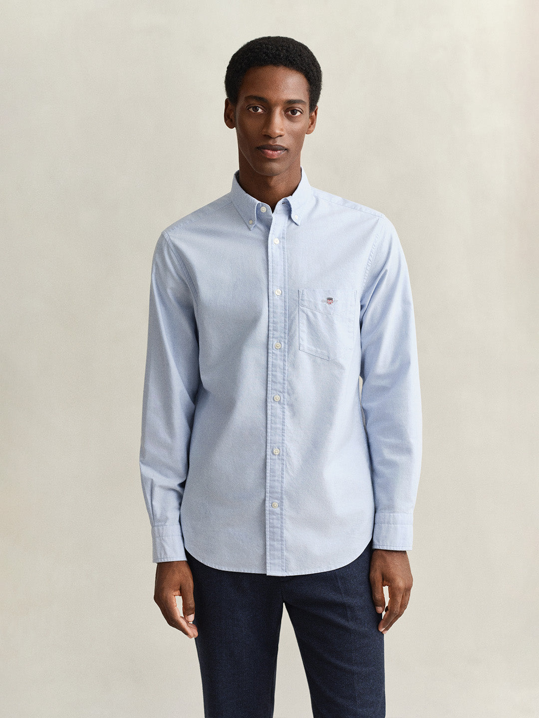 Gant Men Blue Solid Regular Fit Classic Oxford Shirt