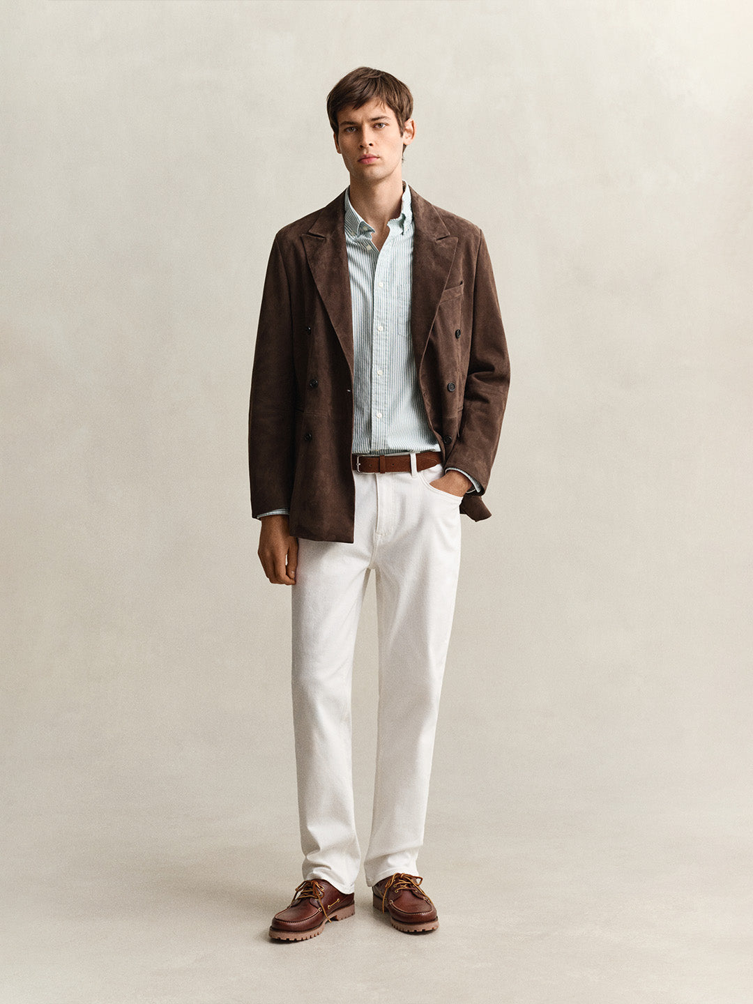 GANT Men Green Striped Regular Fit Classic Oxford Shirt