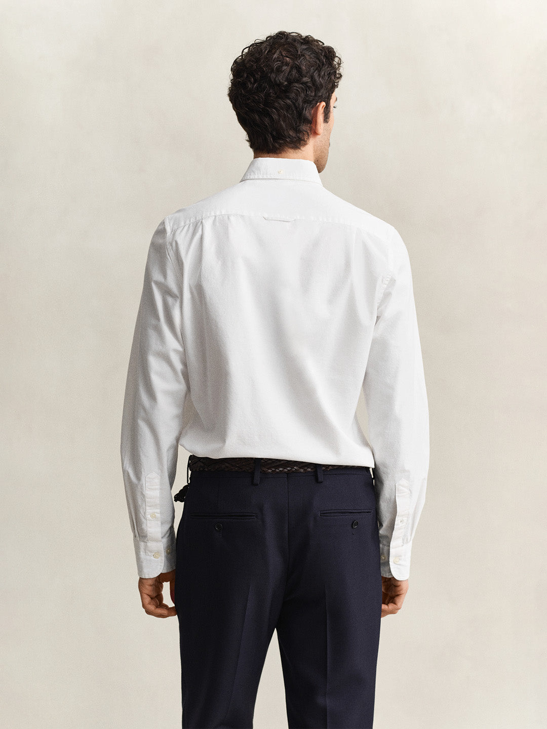 Gant Men White Solid Slim Fit Oxford Shirt