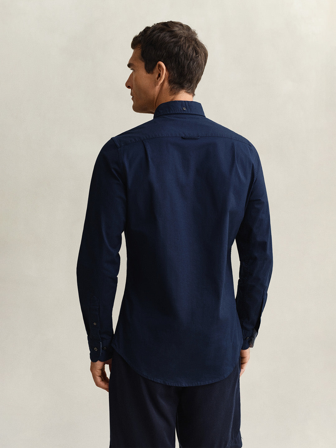 GANT Men Navy Blue Slim Fit Oxford Shirt