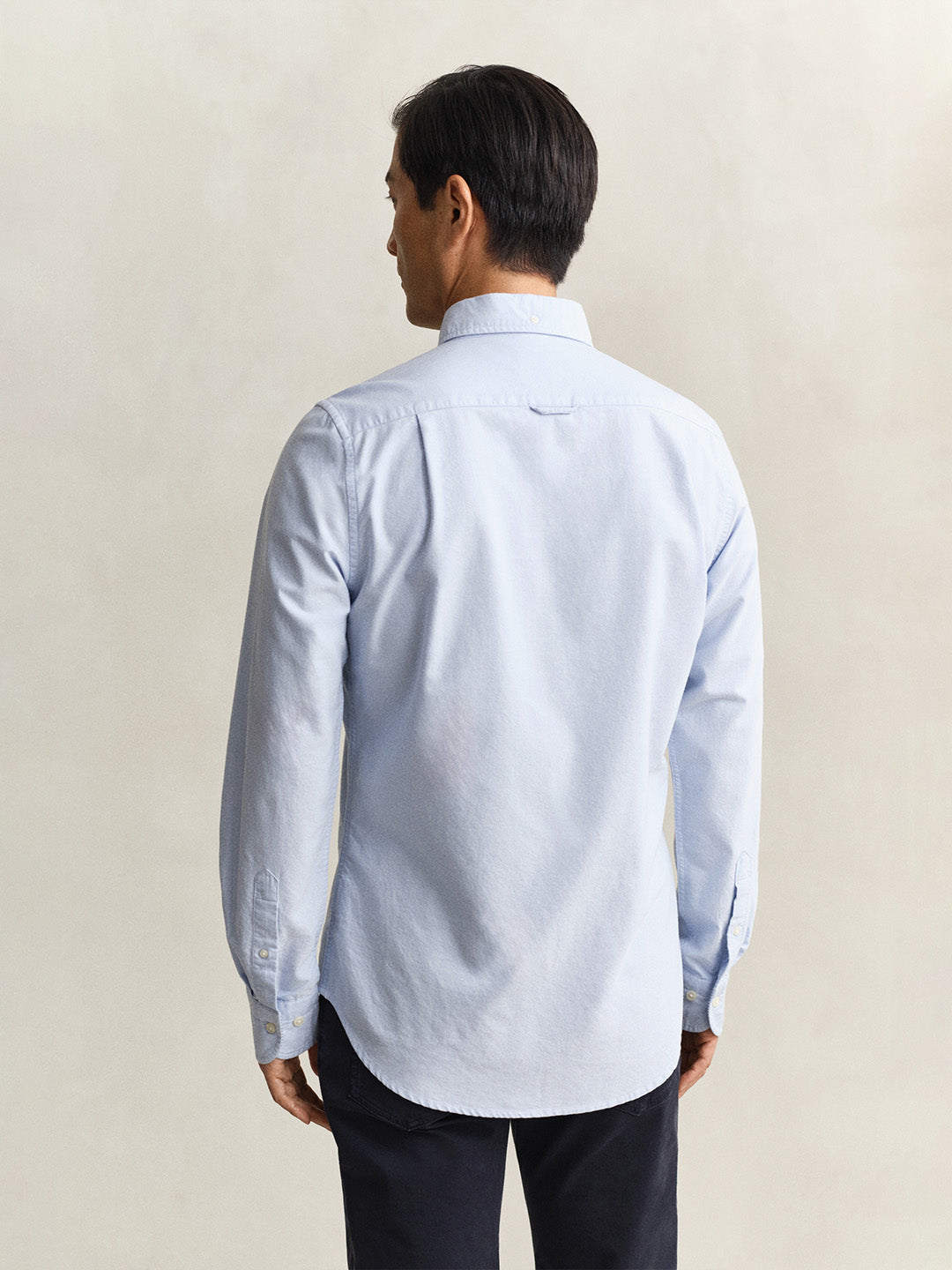 Gant Men Blue Solid Slim Fit Oxford Shirt