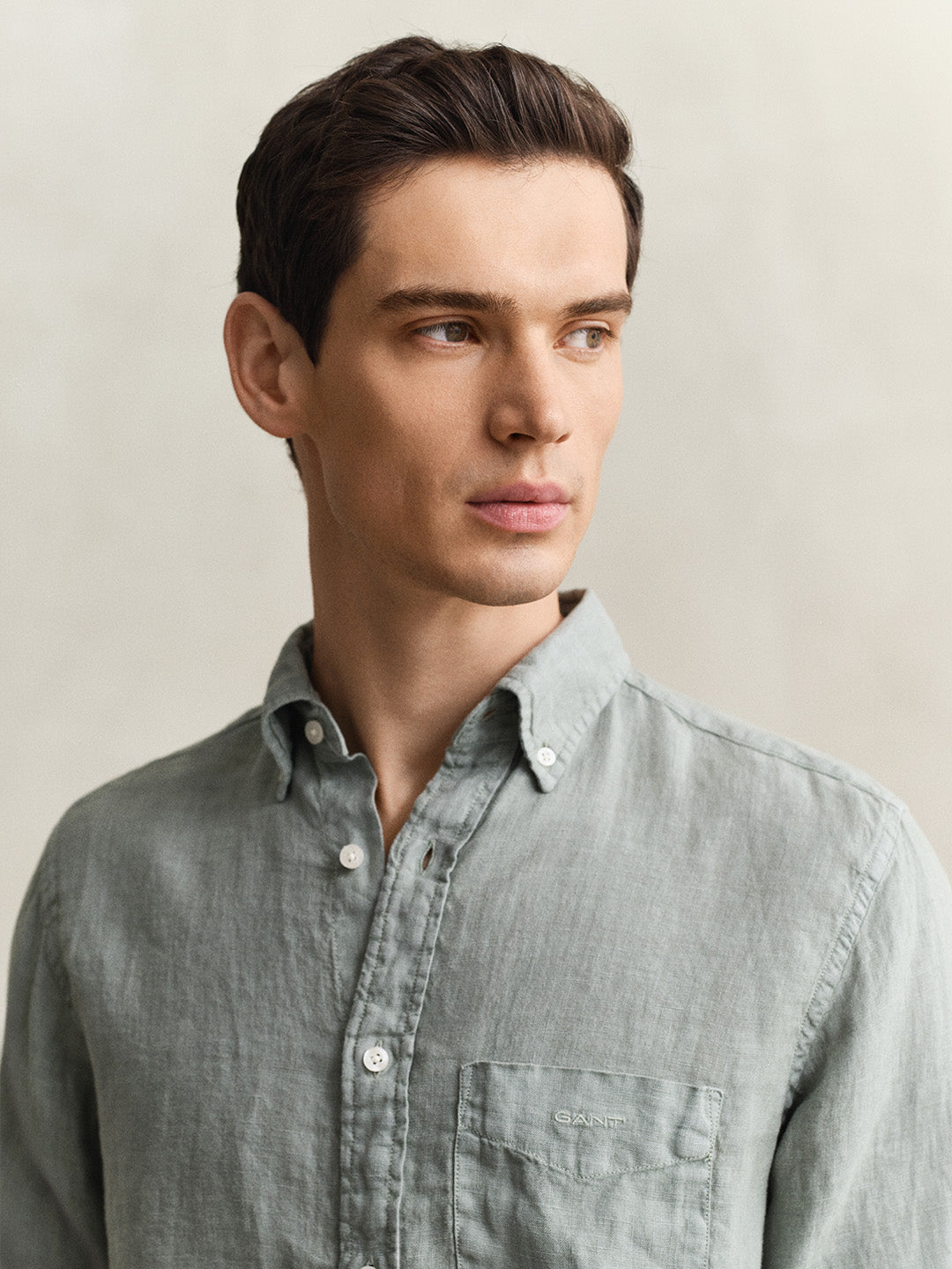 GANT Men Grey Garment Dyed Pure Linen Shirt