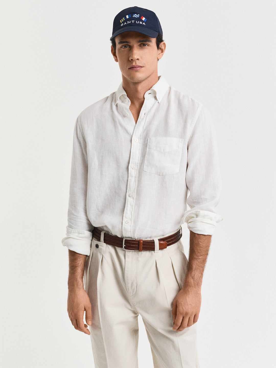 GANT Men White Pure Linen Shirt