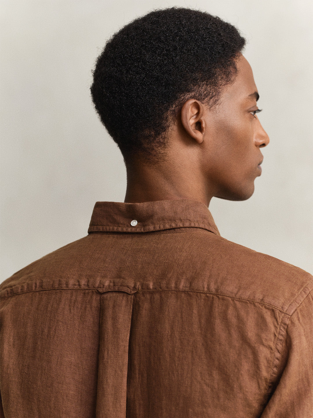 Gant Men Brown Garment Dyed Pure Linen Shirt