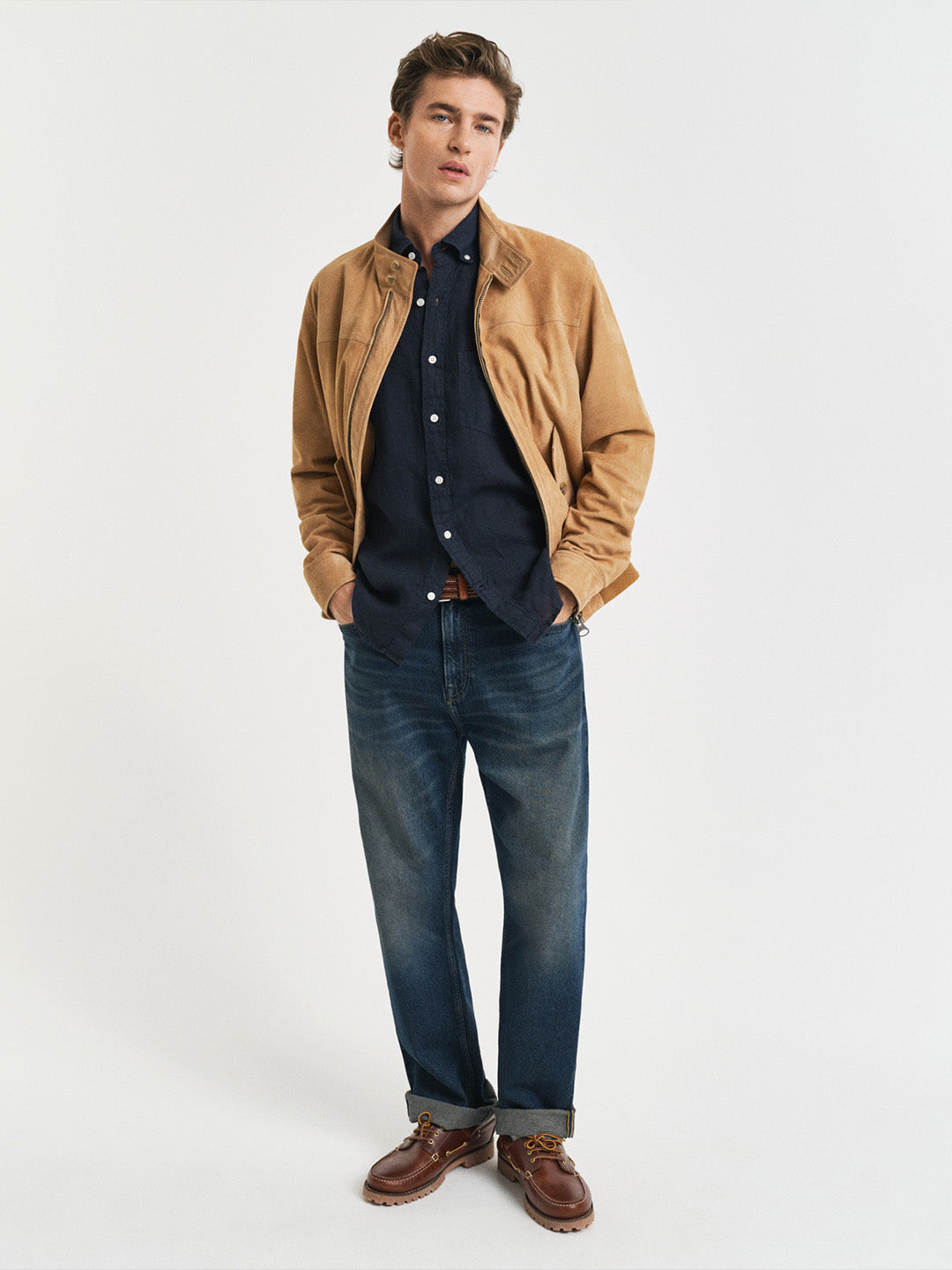 Gant Men Navy Blue Pure Linen Shirt