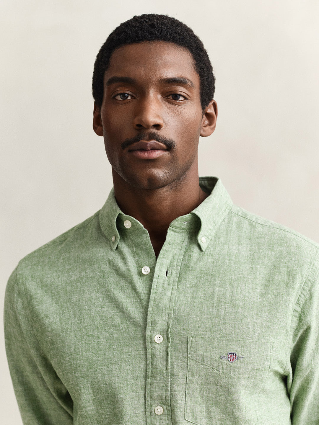 Gant Men Green Solid Regular Fit Cotton Linen Shirt