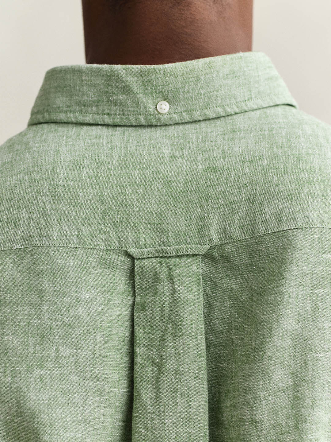 Gant Men Green Solid Regular Fit Cotton Linen Shirt