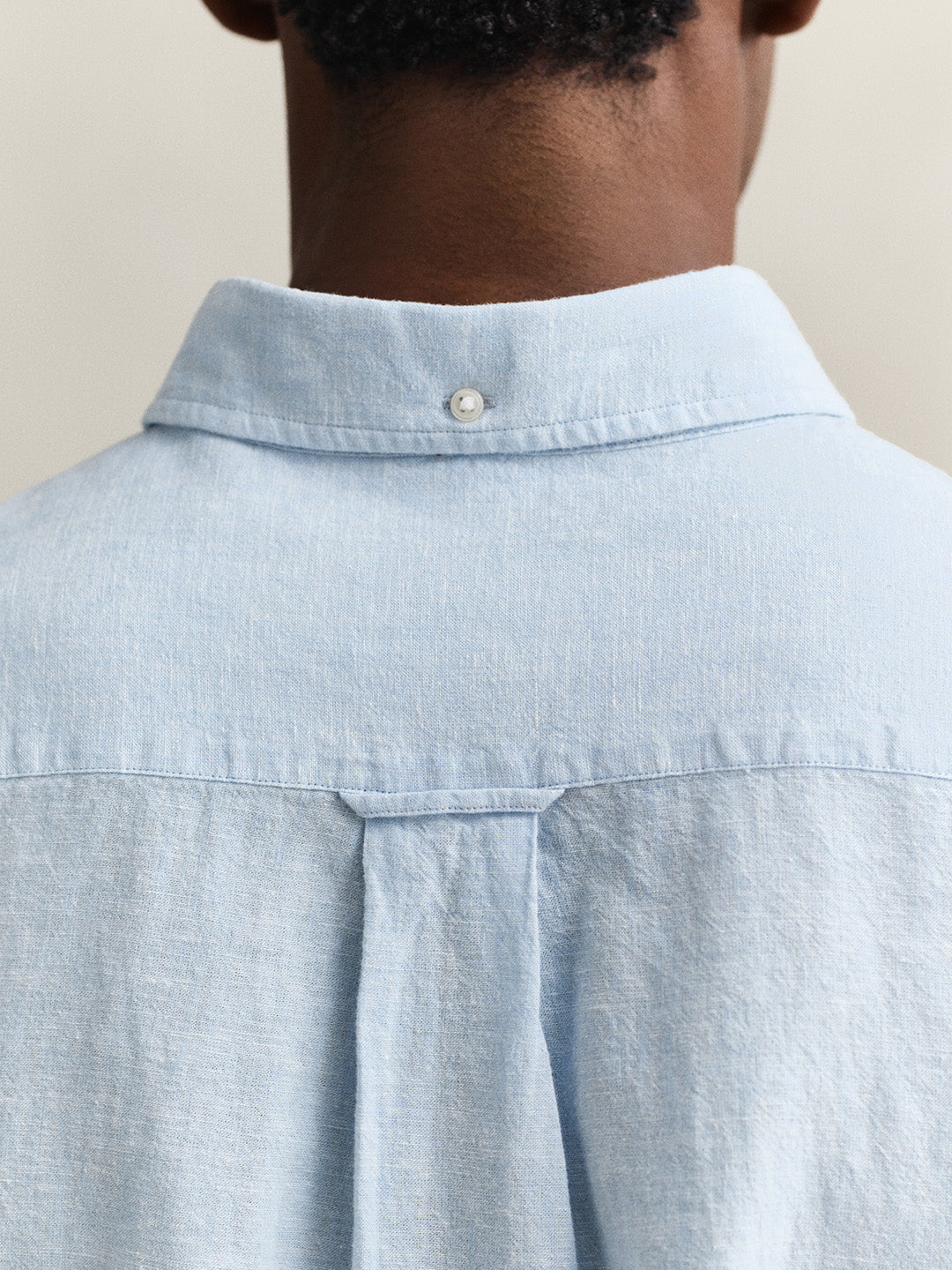Gant Men Blue Solid Regular Fit Cotton Linen Shirt