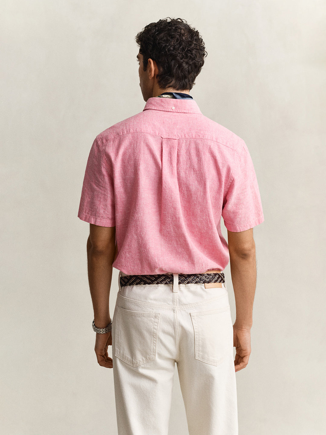 Gant Men Pink Solid Regular Fit Cotton Linen Shirt