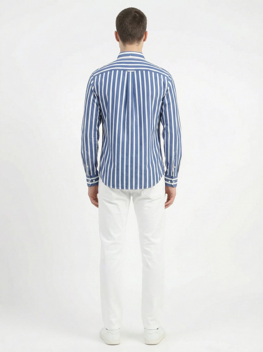 Gant Blue Cotton Striped Men Shirt