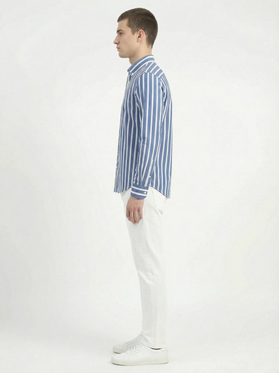 Gant Blue Cotton Striped Men Shirt
