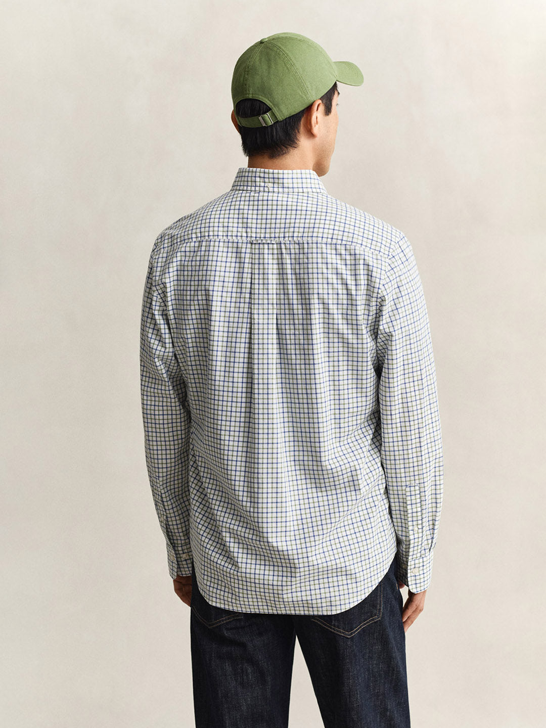 GANT Men Green Checked Regular Fit Poplin Shirt