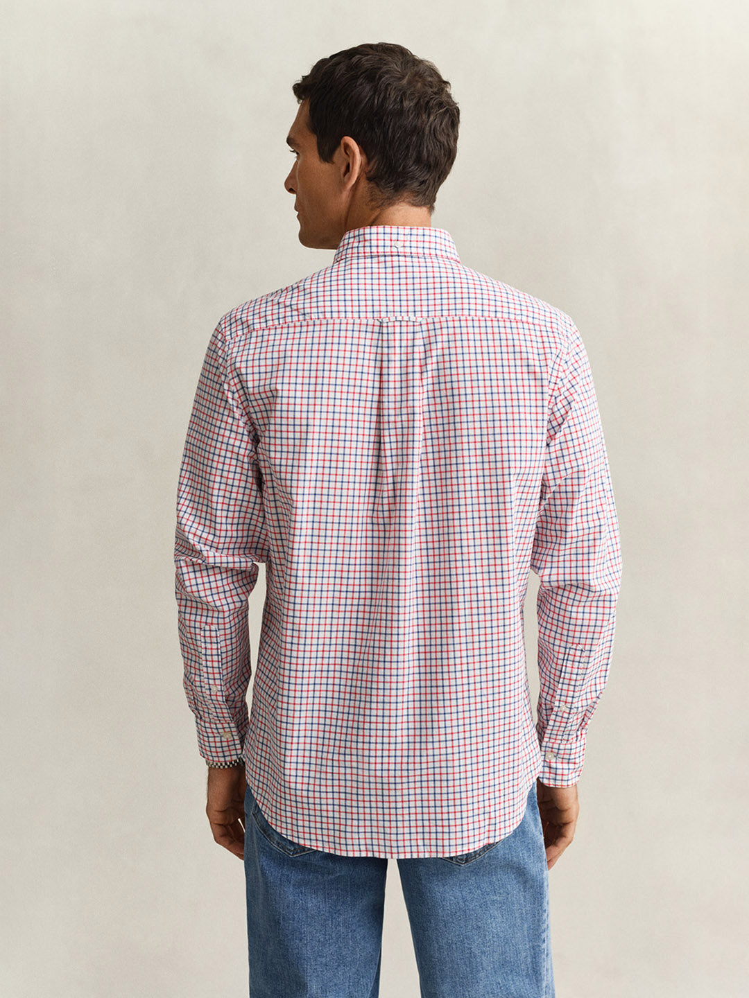 GANT Men Red Checked Regular Fit Poplin Shirt
