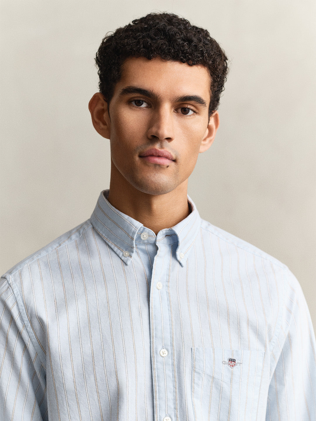 GANT Men Blue Striped Regular Fit Classic Oxford Shirt