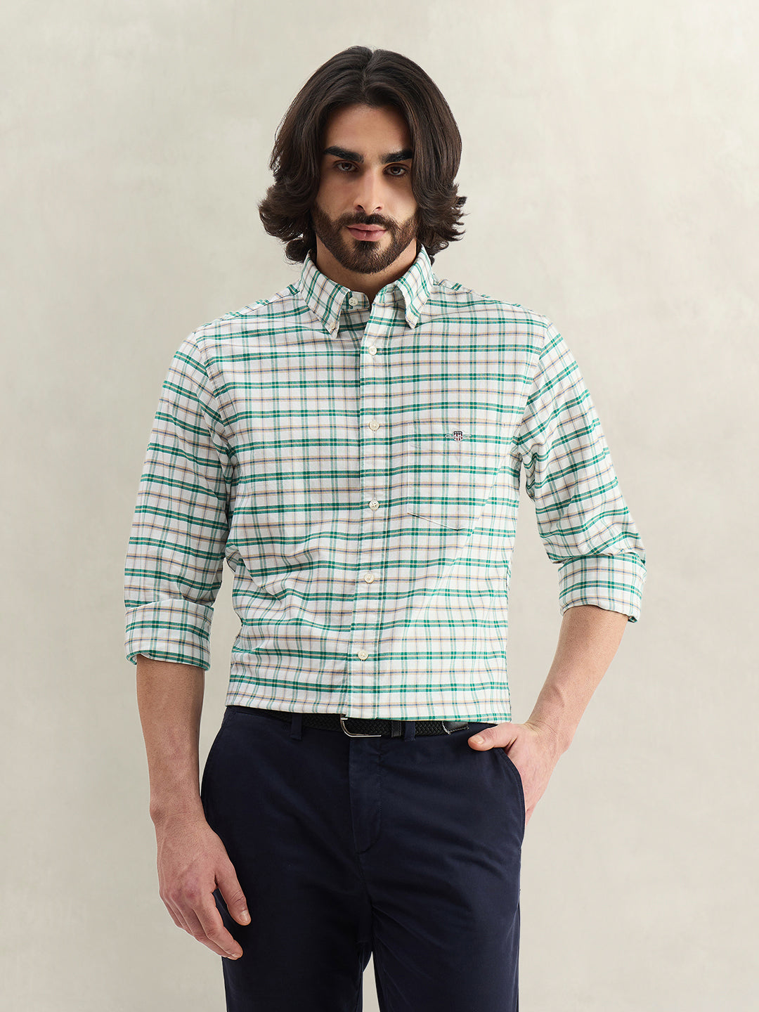 Gant Men Checked Green Shirt