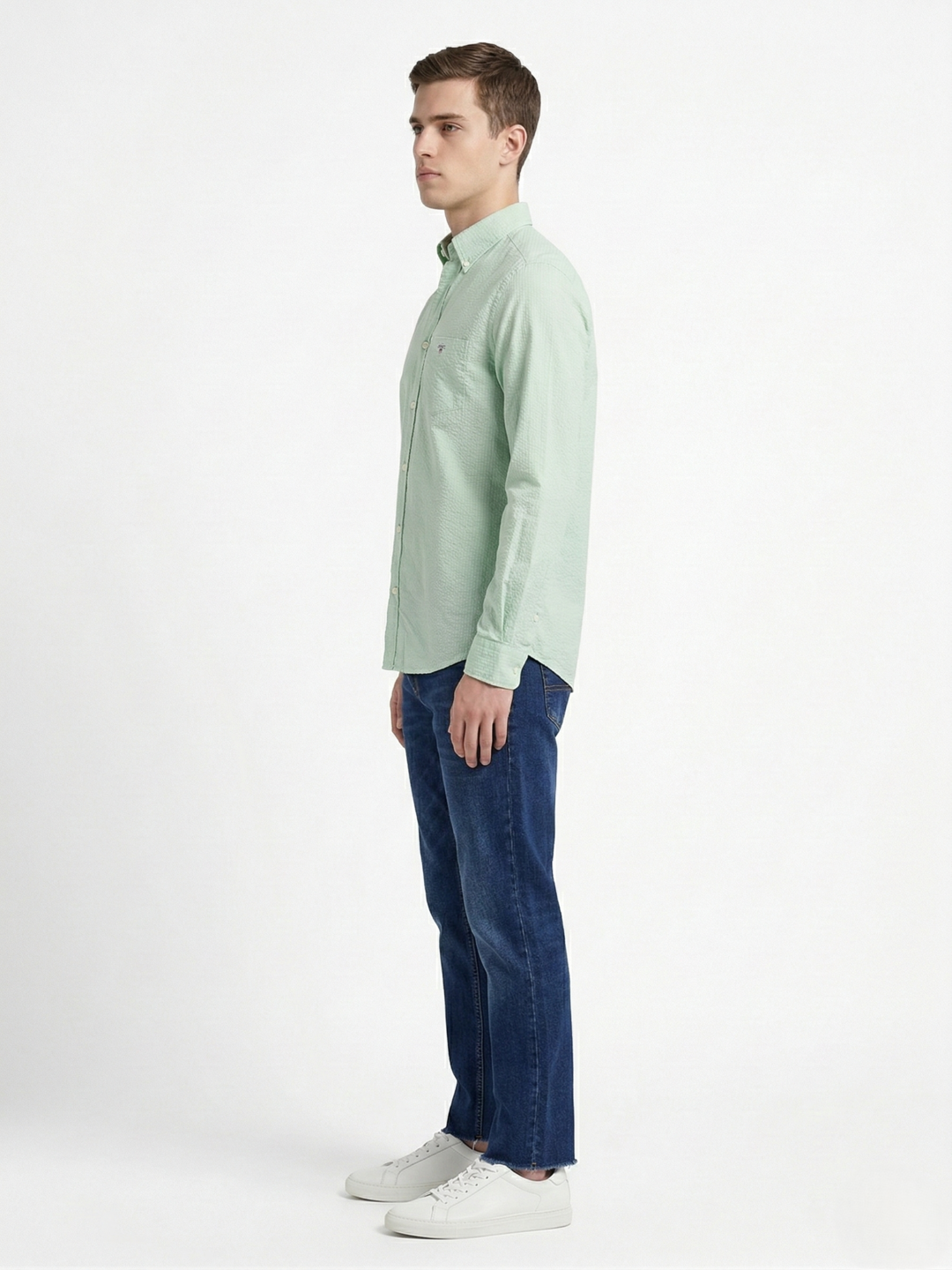 Gant Green Cotton Solid Men Shirt