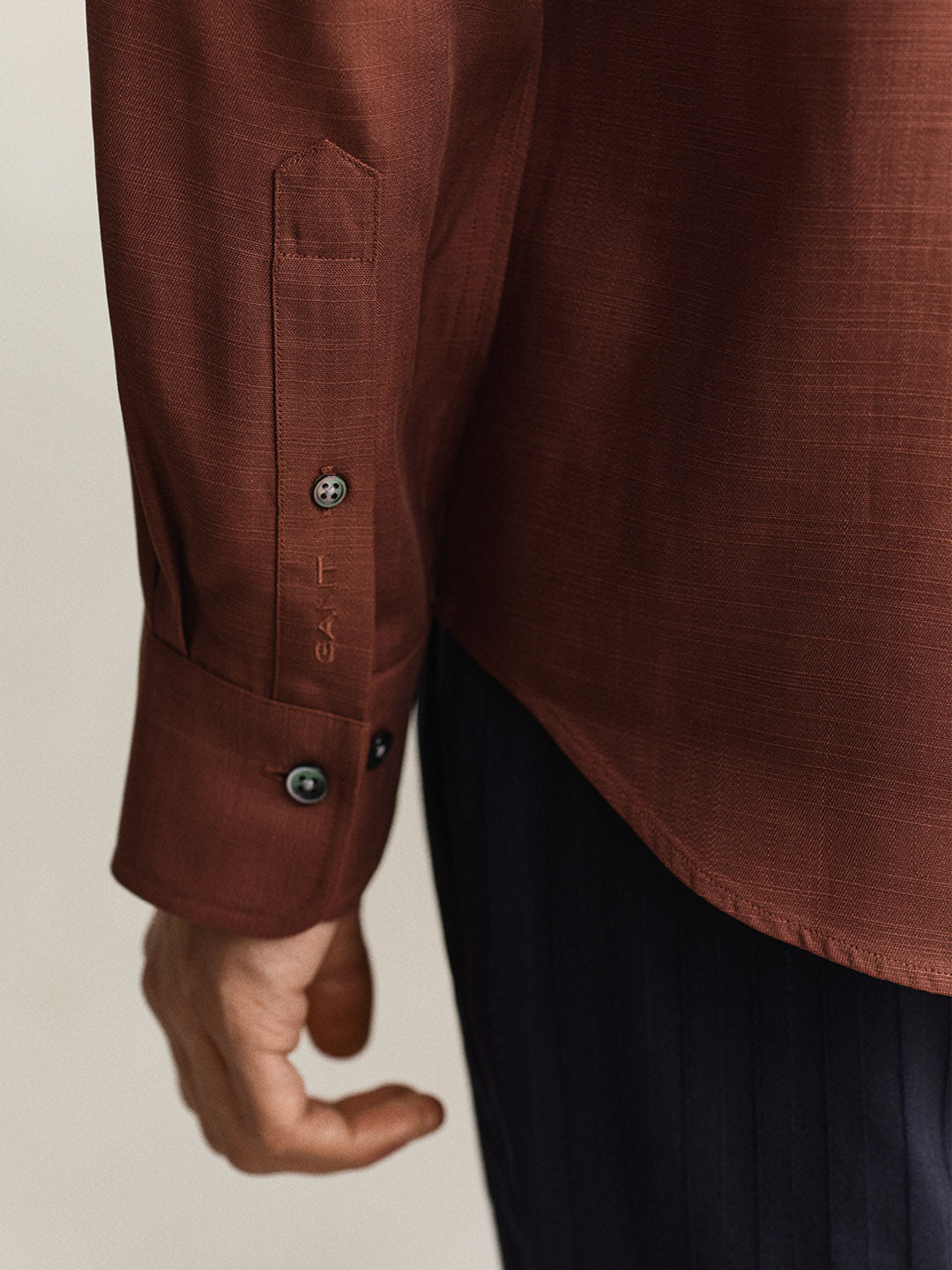 Gant Men Brown Regular Fit Lyocell Shirt