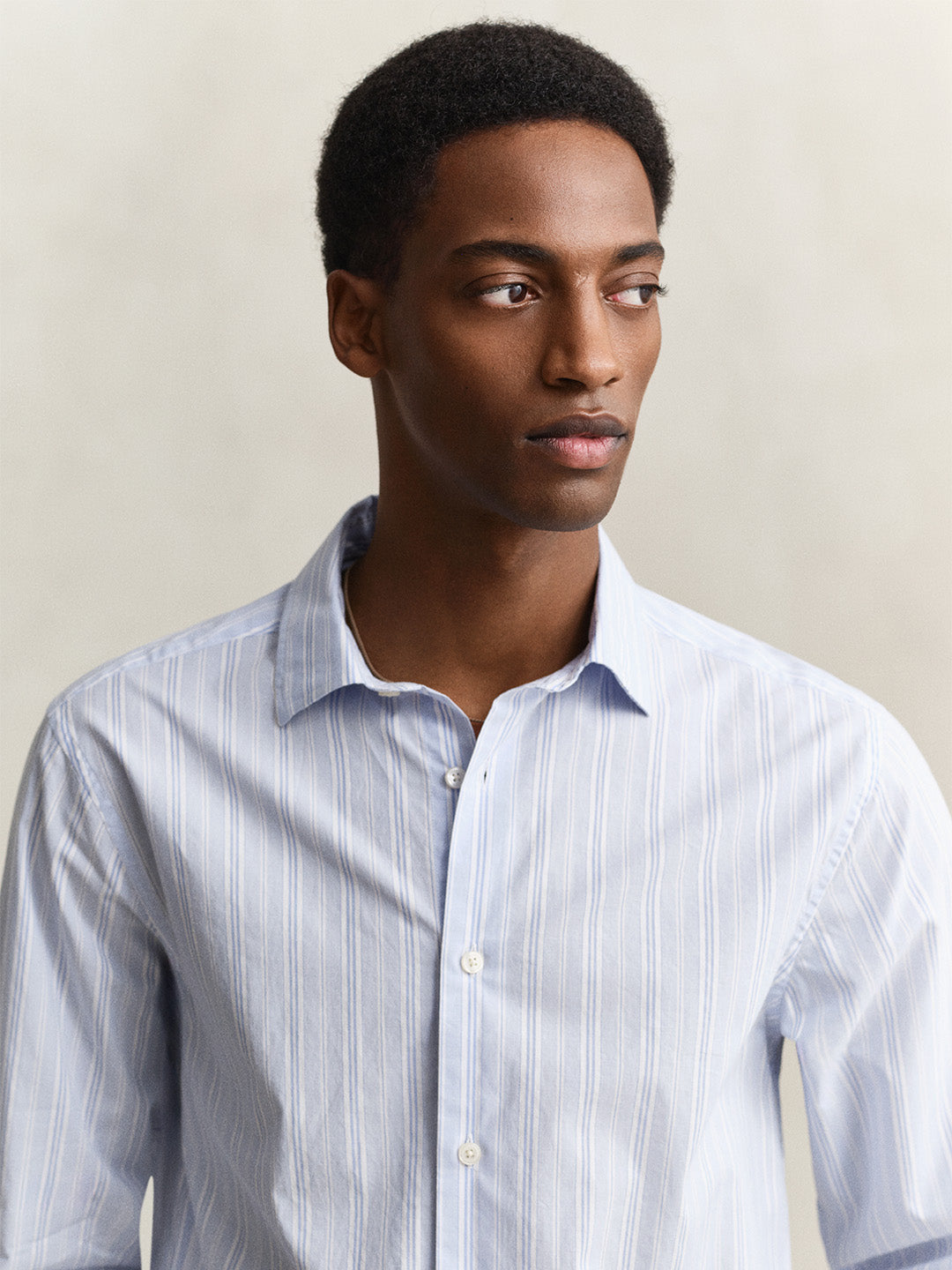 GANT Men Blue Dobby Striped Cotton Shirt