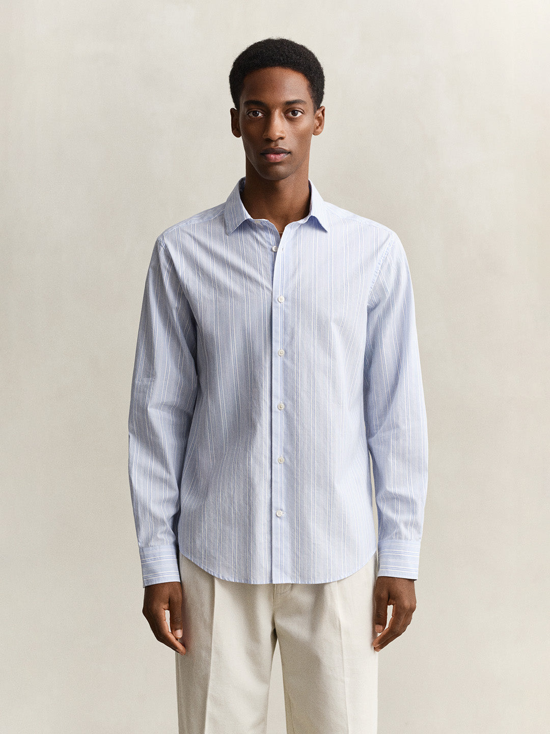 GANT Men Blue Dobby Striped Cotton Shirt