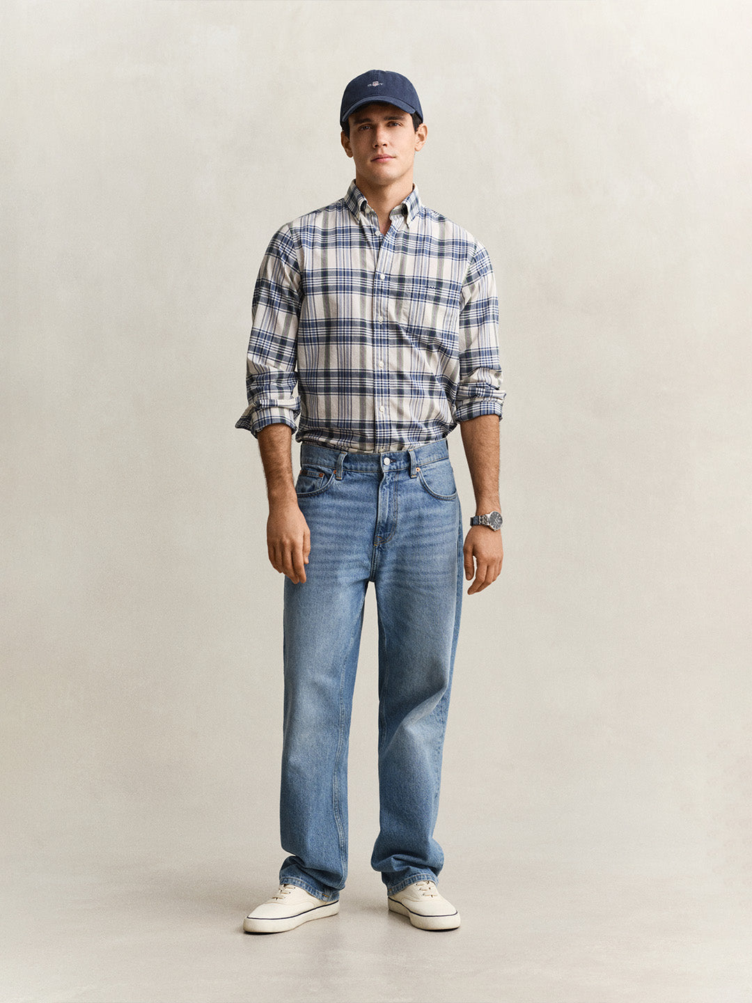 Gant Men Blue Checked Regular Fit Madras Checked Shirt