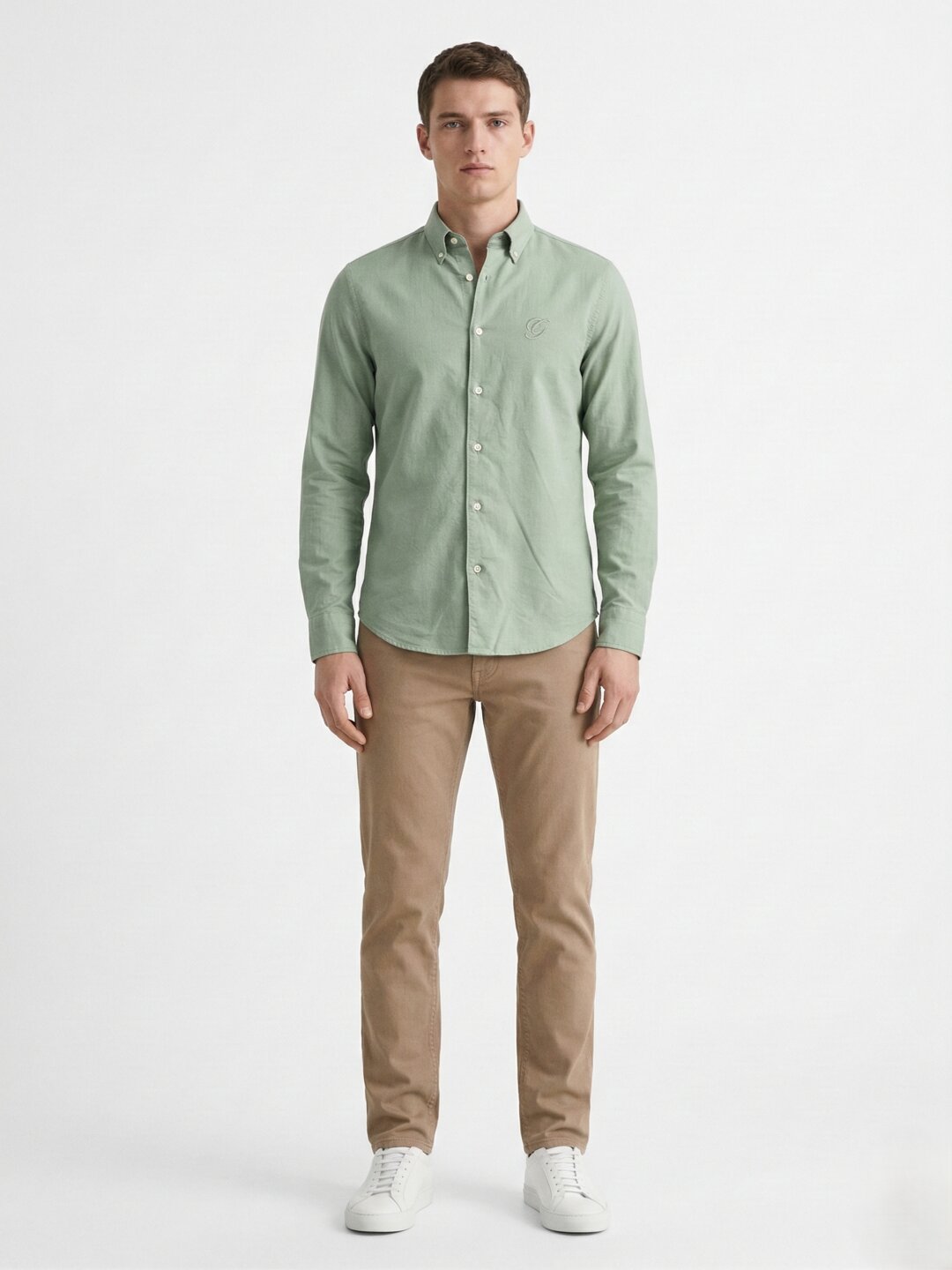 Gant Green Cotton Solid Men Shirt