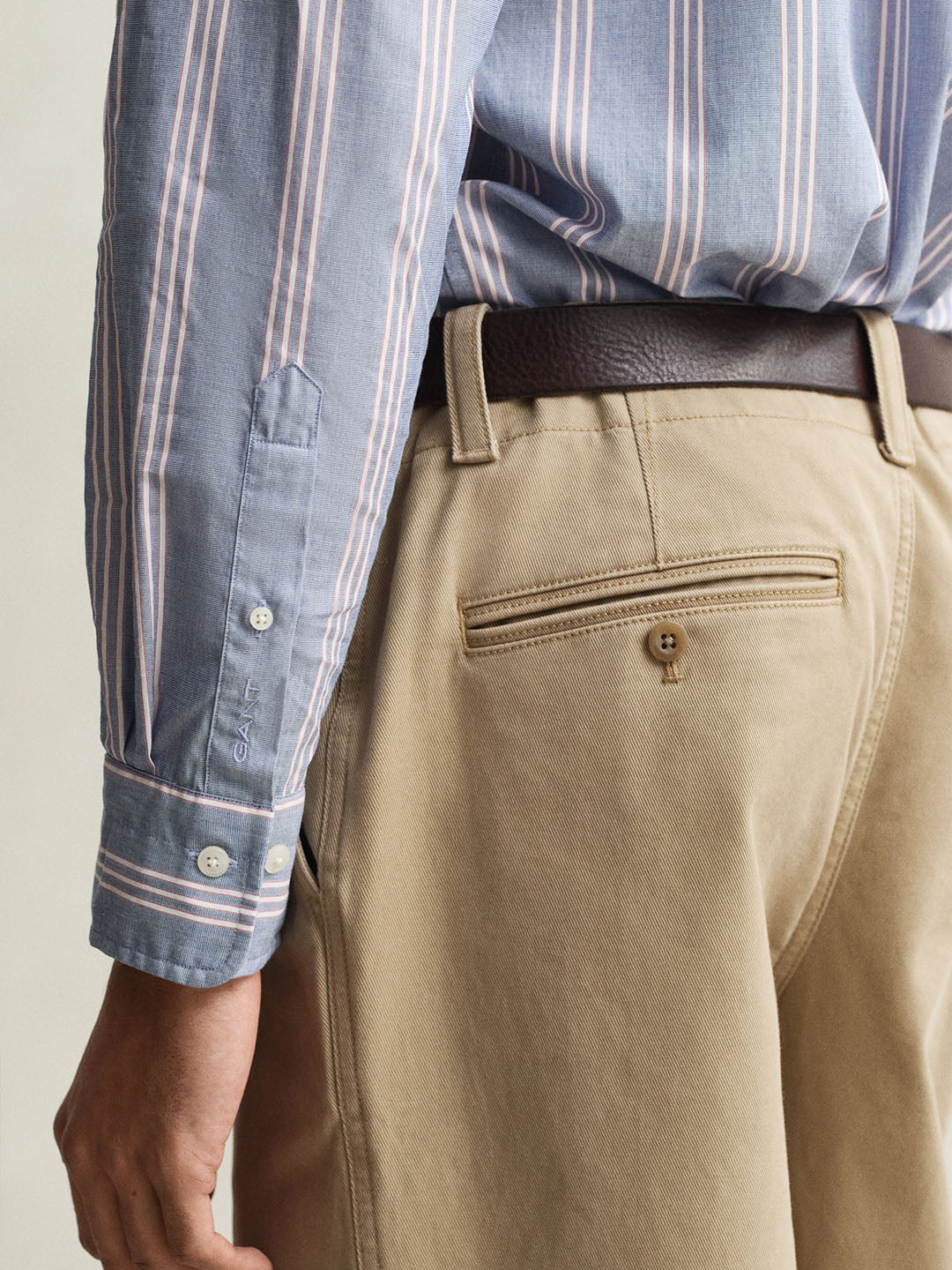 Gant Men Blue Striped Regular Fit Poplin Shirt