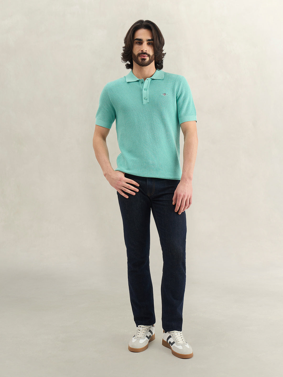 Gant Men Solid Turquoise Polo T-Shirt