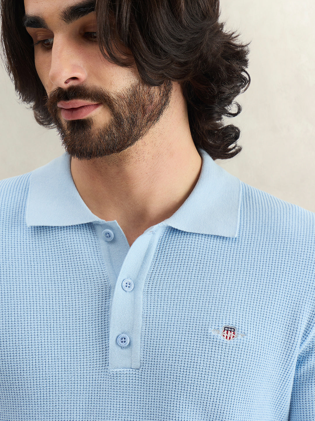 Gant Men Woven Design Blue Polo T-Shirt
