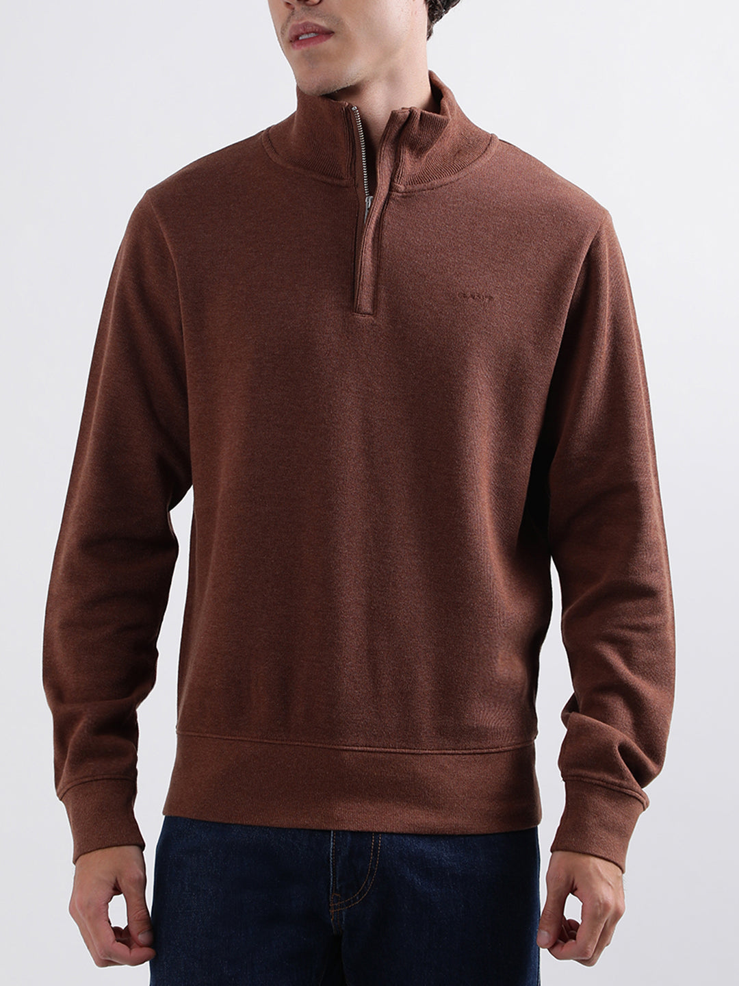 Shop Gant Men Brown Solid High Neck Sweatshirt Online – Iconic India