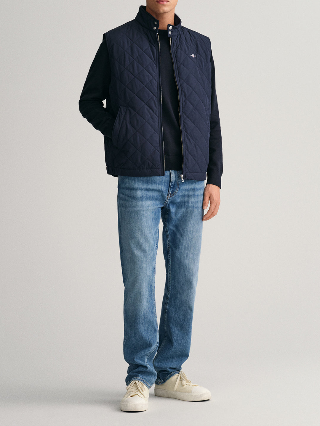 Gant Men Blue Solid High Neck Jacket