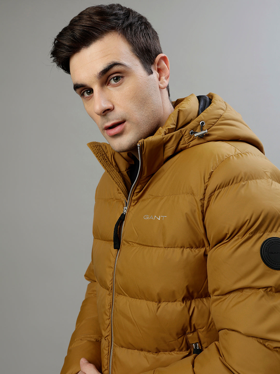 Gant Men Solid Hooded Full Sleeves Jacket