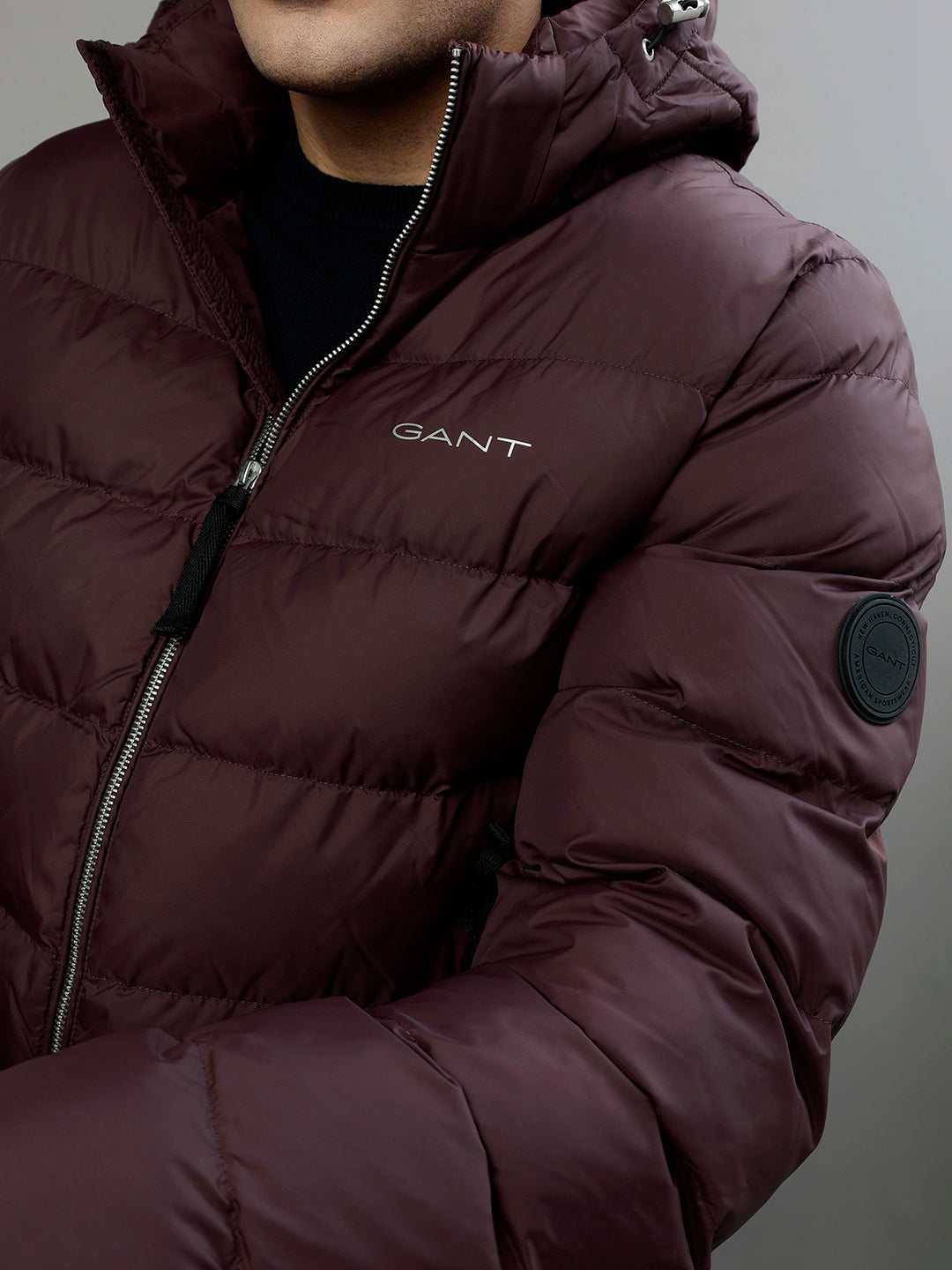 Gant Men Solid Hooded Full Sleeves Jacket