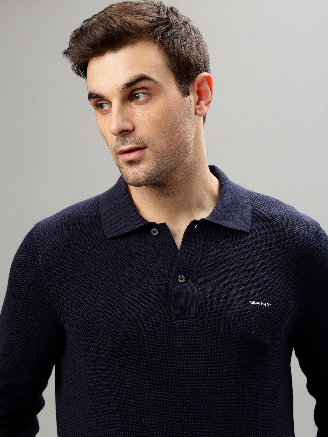 Gant Men Solid Polo Neck Full Sleeves Sweater