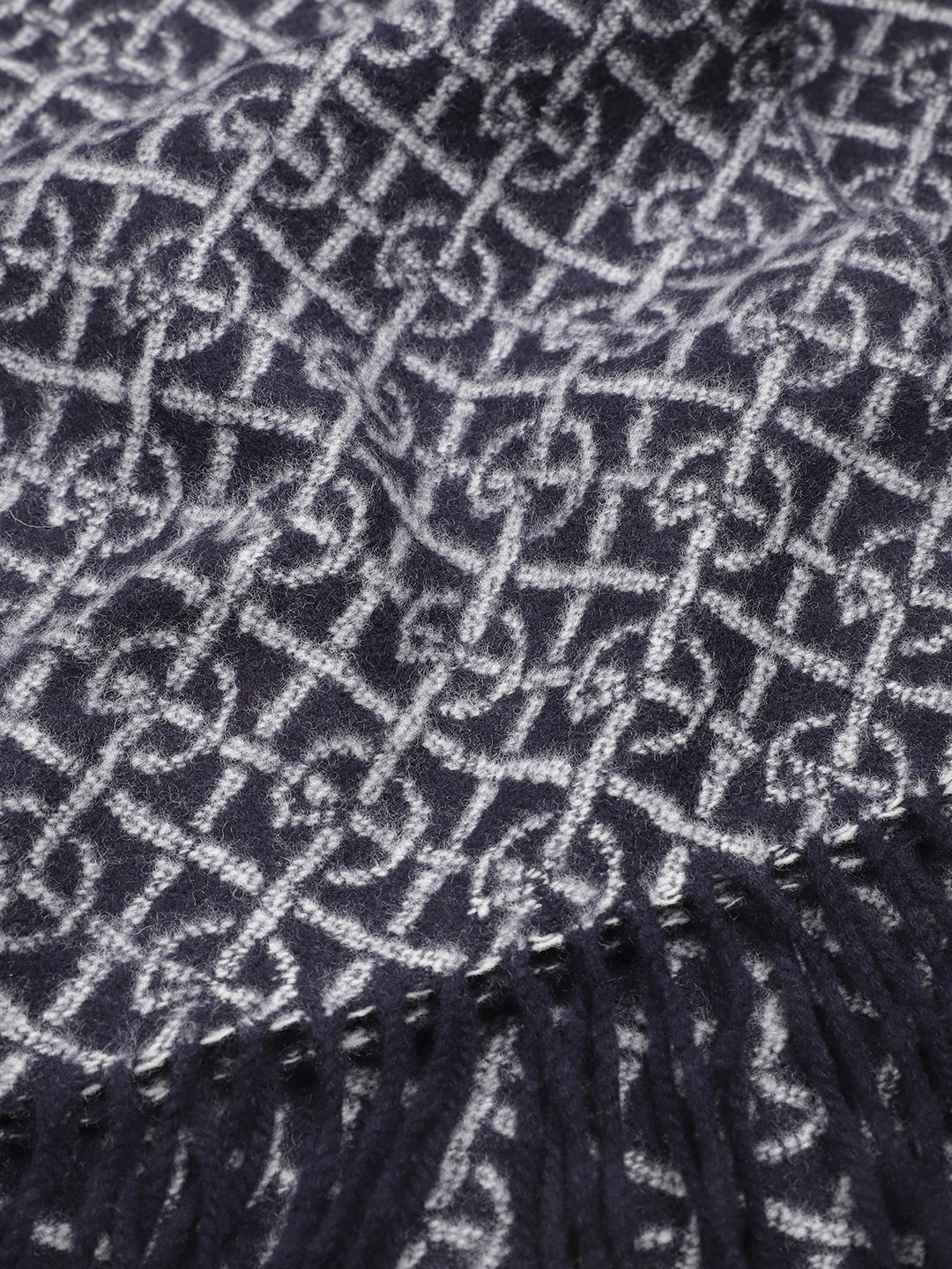 Gant Men Blue Printed Fringed Muffler