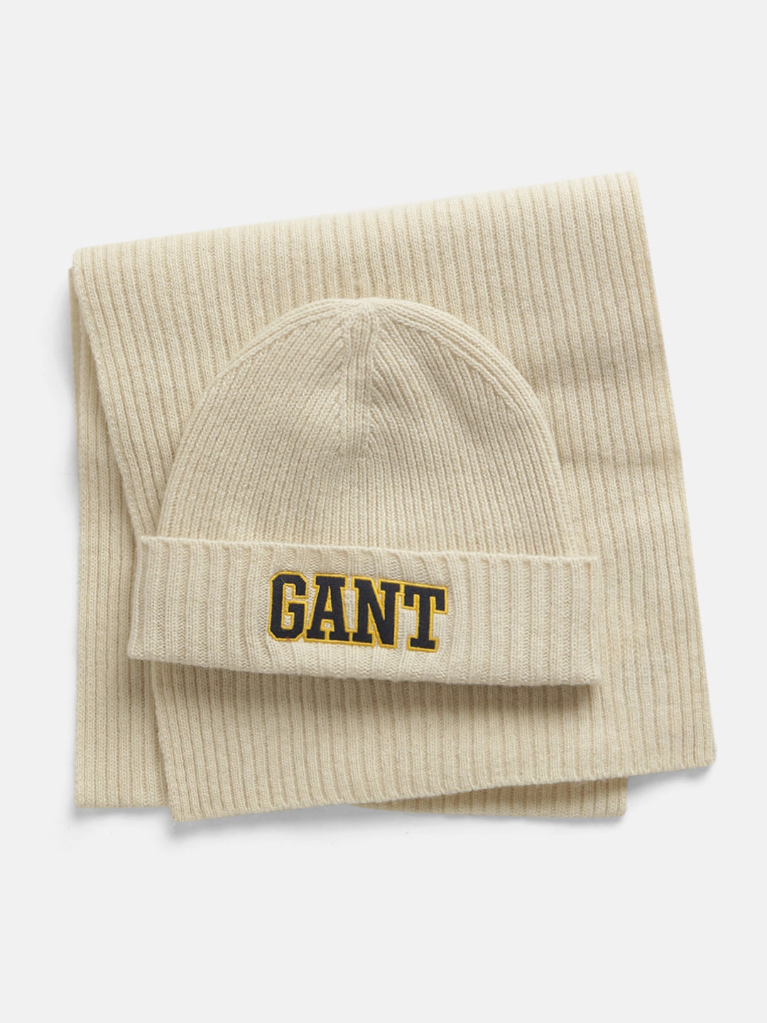 Gant Men Cream Solid Muffler with Beanie Caps