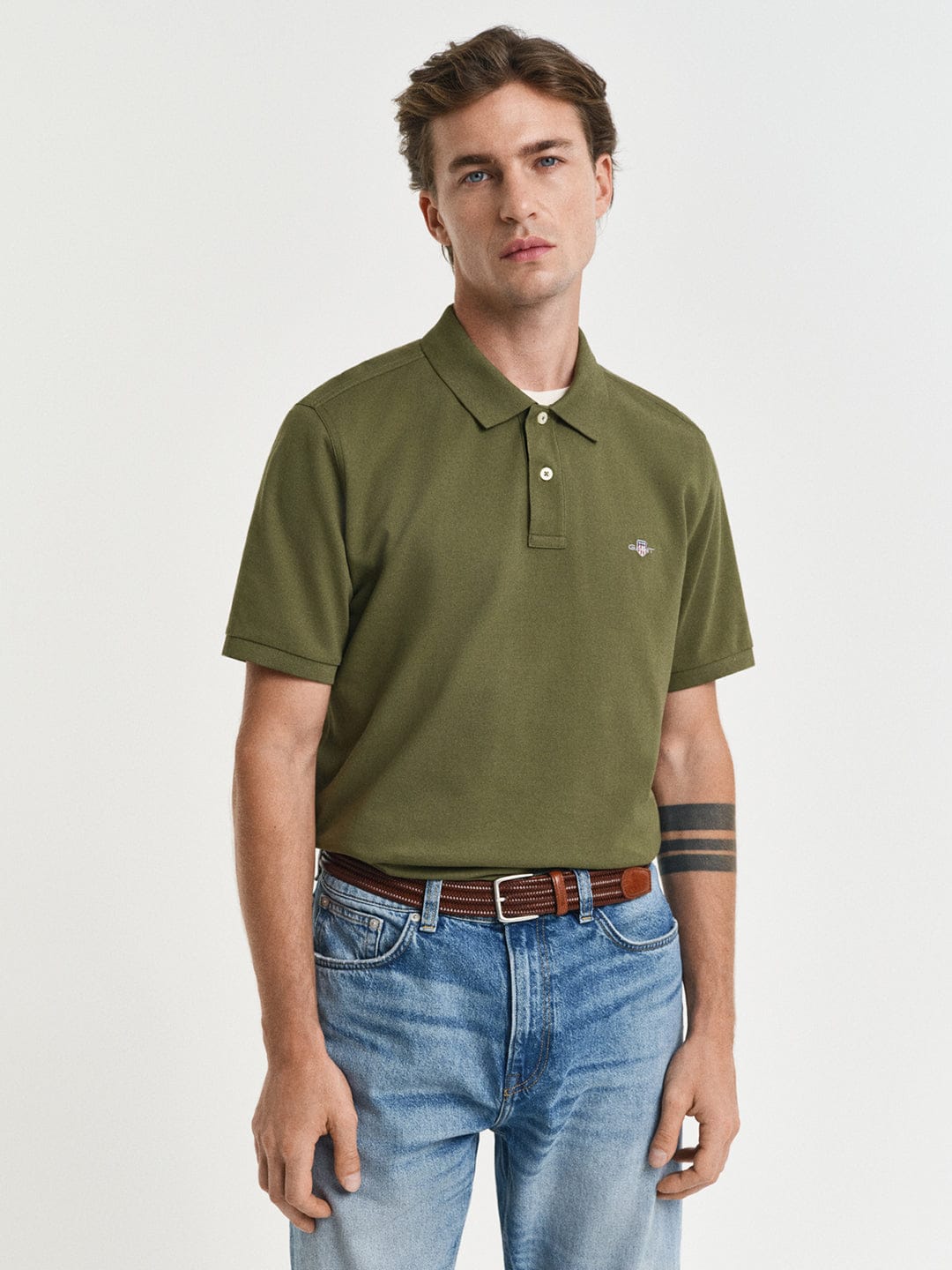 Gant Men Green Solid Polo Tshirt