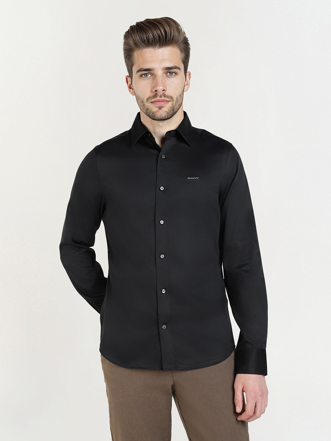 Gant Men Black Solid Collar Shirt