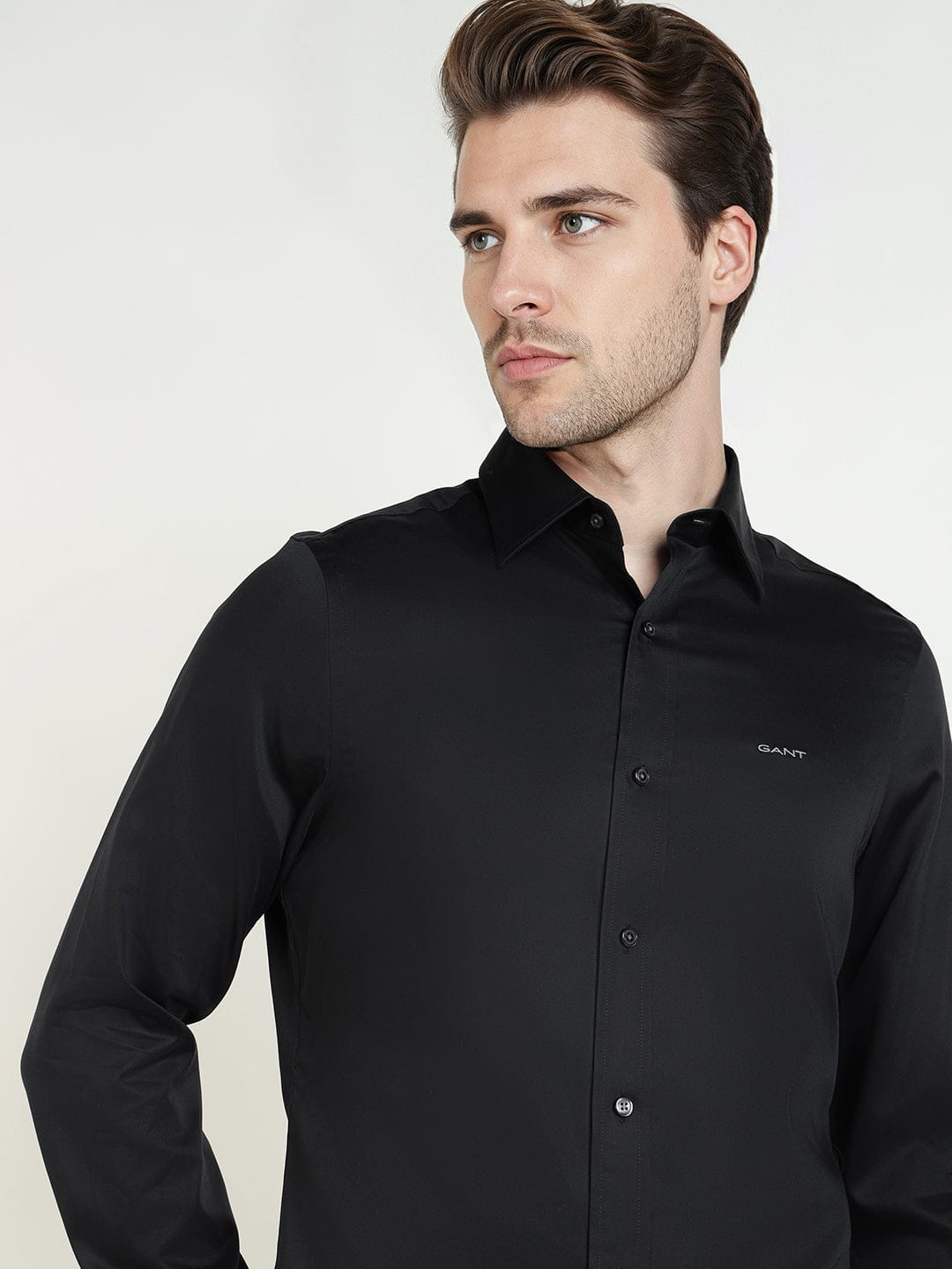 Gant Men Black Solid Collar Shirt