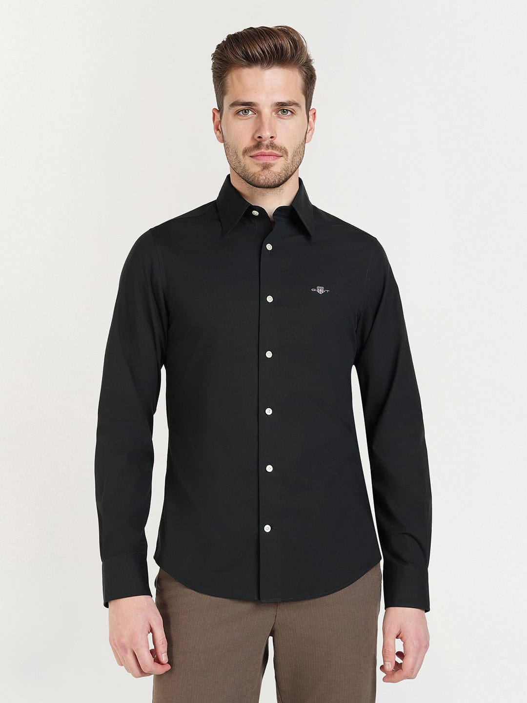 Gant Men Black Solid Collar Shirt