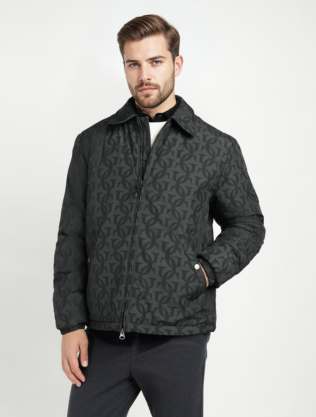 Gant Men Black Solid Collar Jacket