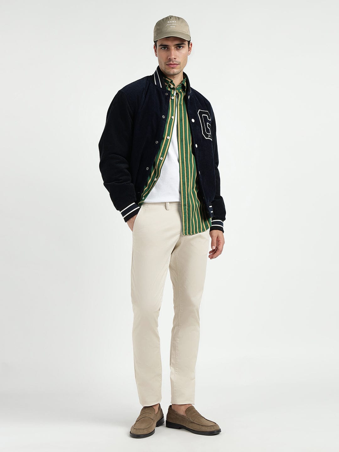 Gant Men Cream Slim Fit Solid Trouser