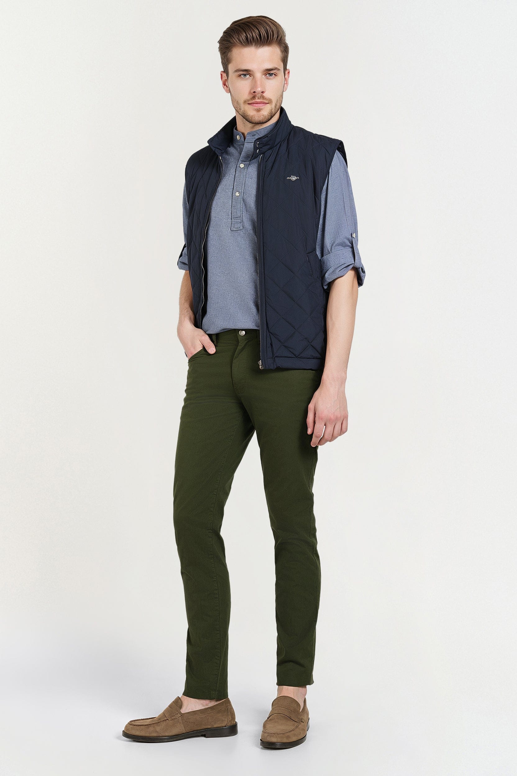 Gant Men Green Slim Fit Solid Jeans