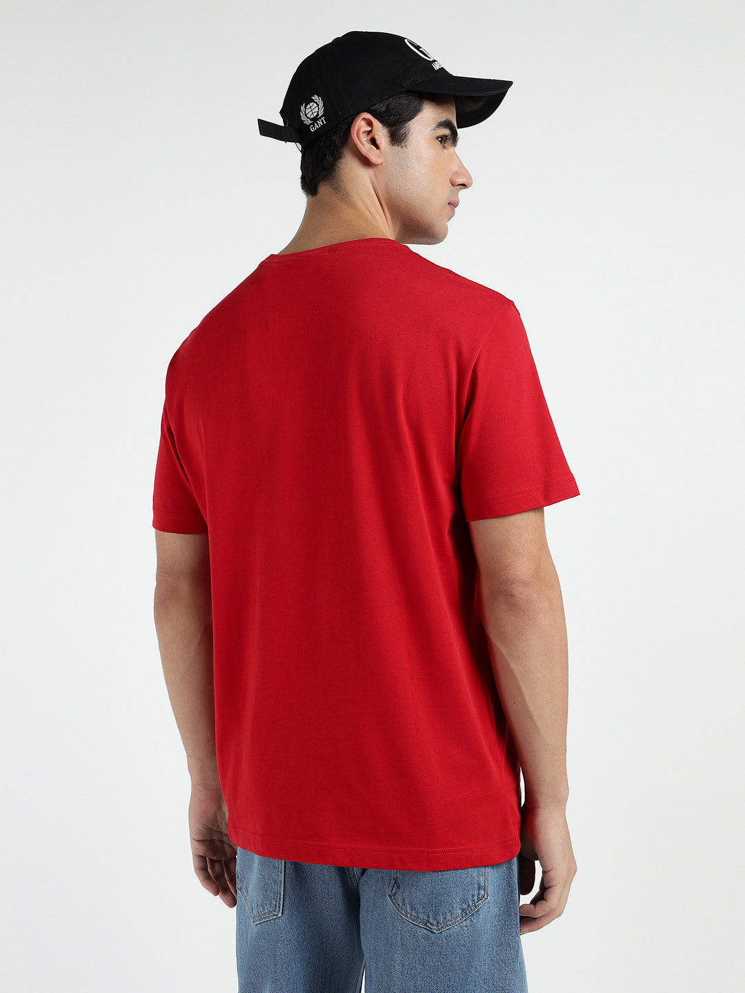 Gant Men Red Solid Crew Neck Tshirt