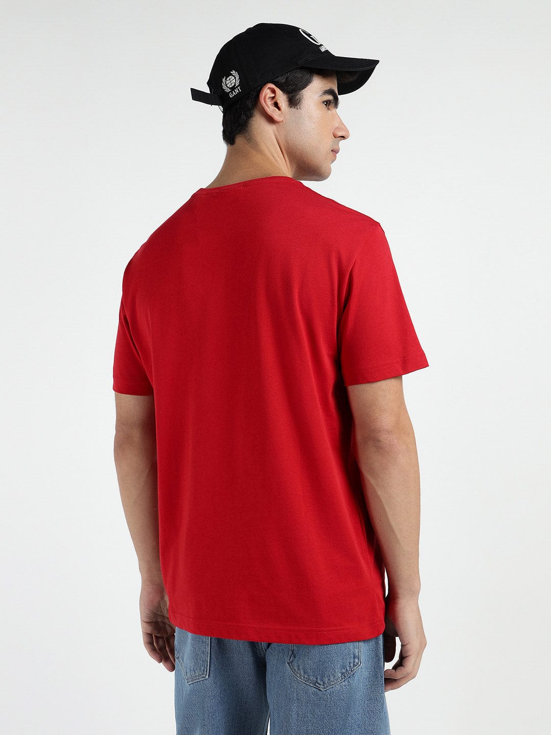 Gant Men Red Solid Crew Neck Tshirt