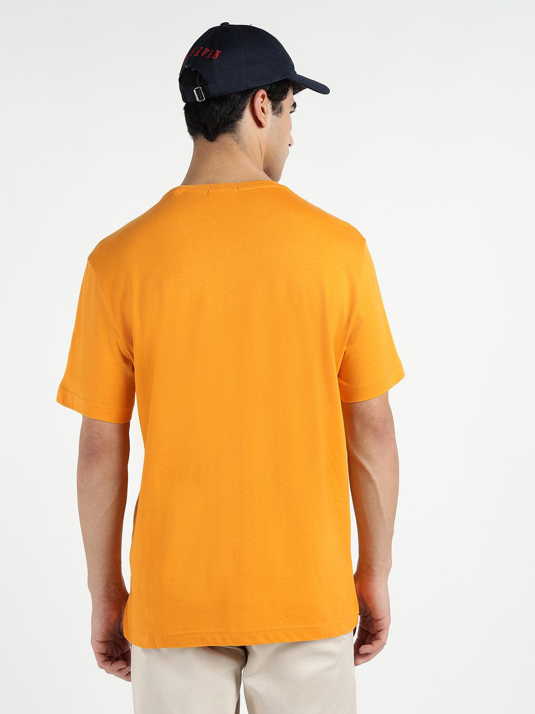 Gant Men Yollow Solid Crew Neck Tshirt