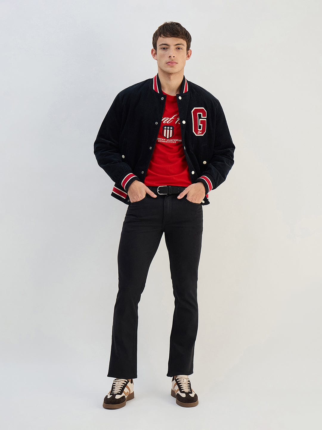 Gant Men Red Solid Pure Cotton Round Neck T Shirt